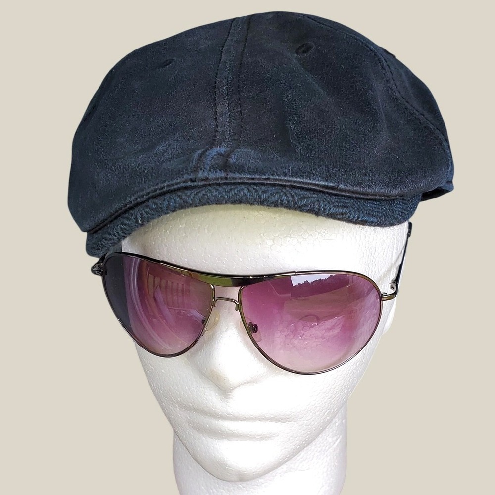Original Penguin Mens Navy Blue Coated Flat Cap Driver Hat Adjustable WPL285